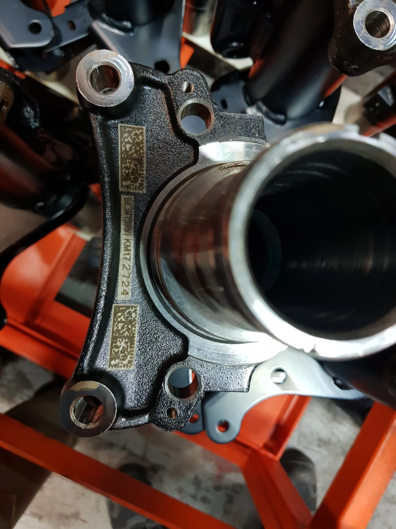 Data Matrix laser marking on an automotive metal component
